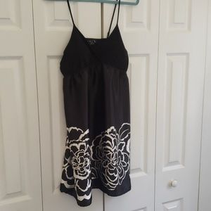Rue21 black satin slip dress with peony pattern